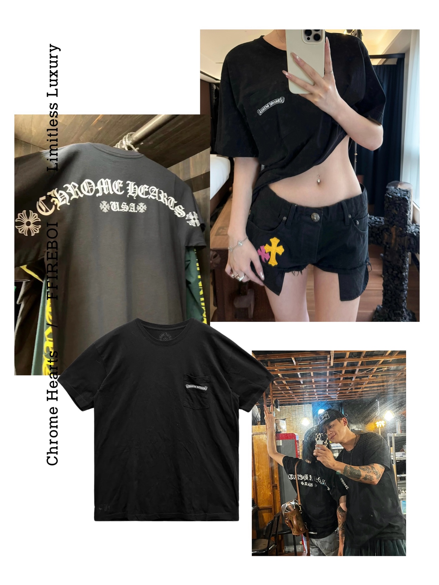크롬하츠 포켓 로고 그래픽 반팔 티셔츠