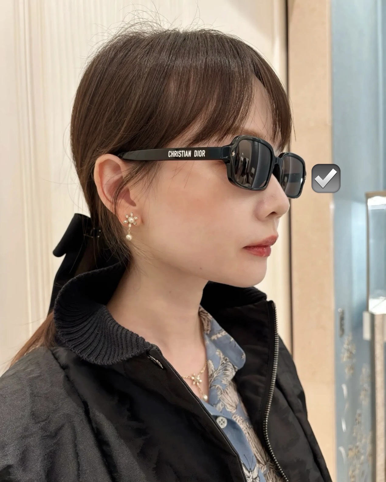 디올 CHRISTIAN DIOR 로고 템플 사각 프레임 선글라스