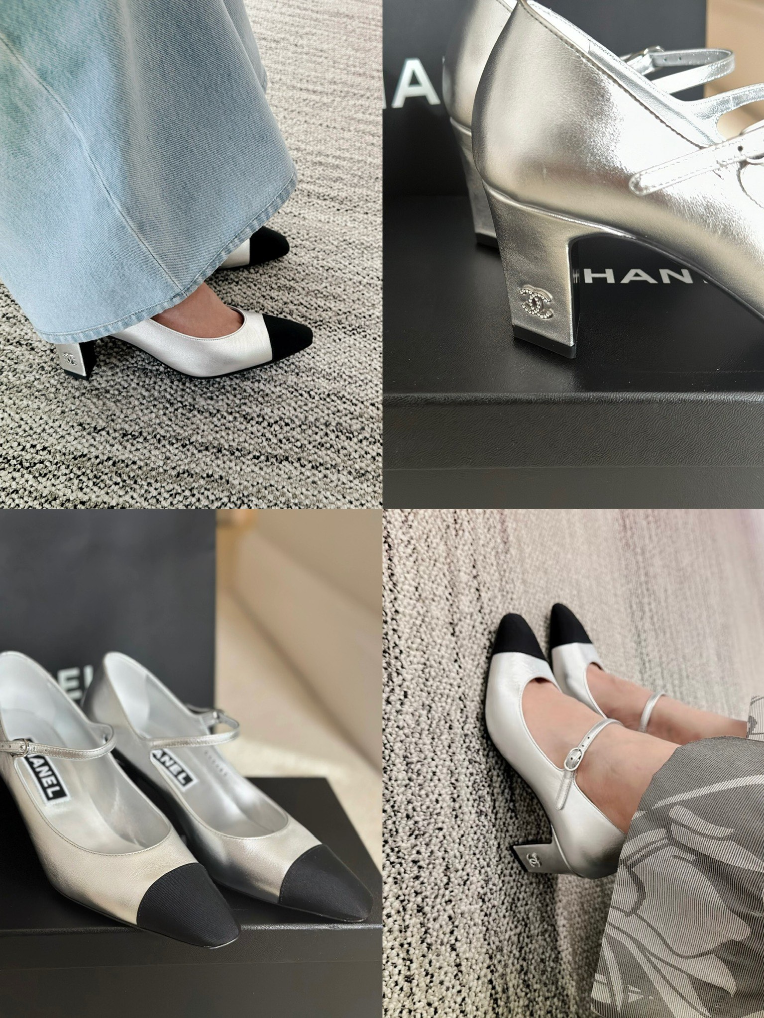 샤넬 투톤 메리제인 펌프스