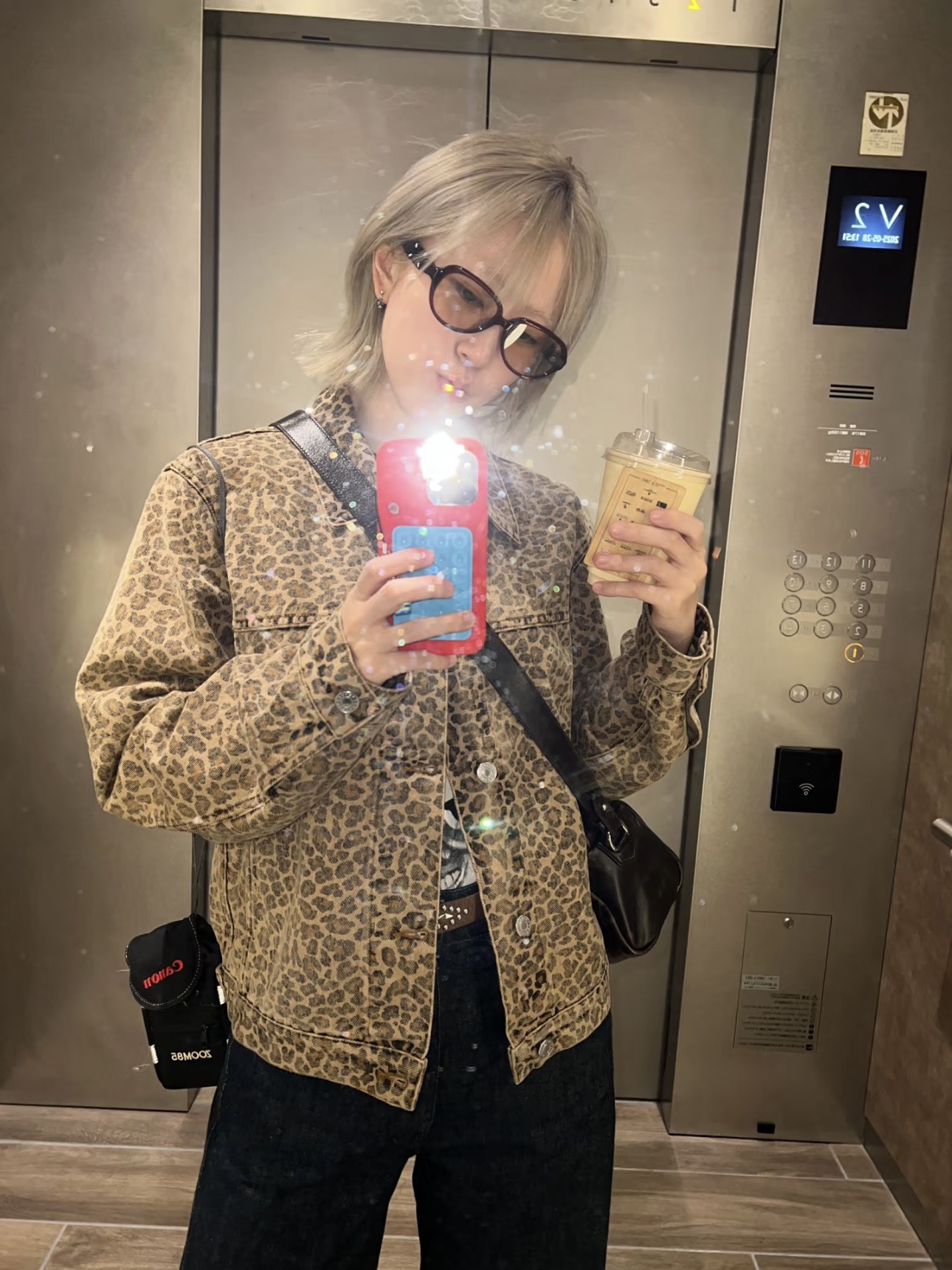 자라 레오파드 프린트 데님 재킷