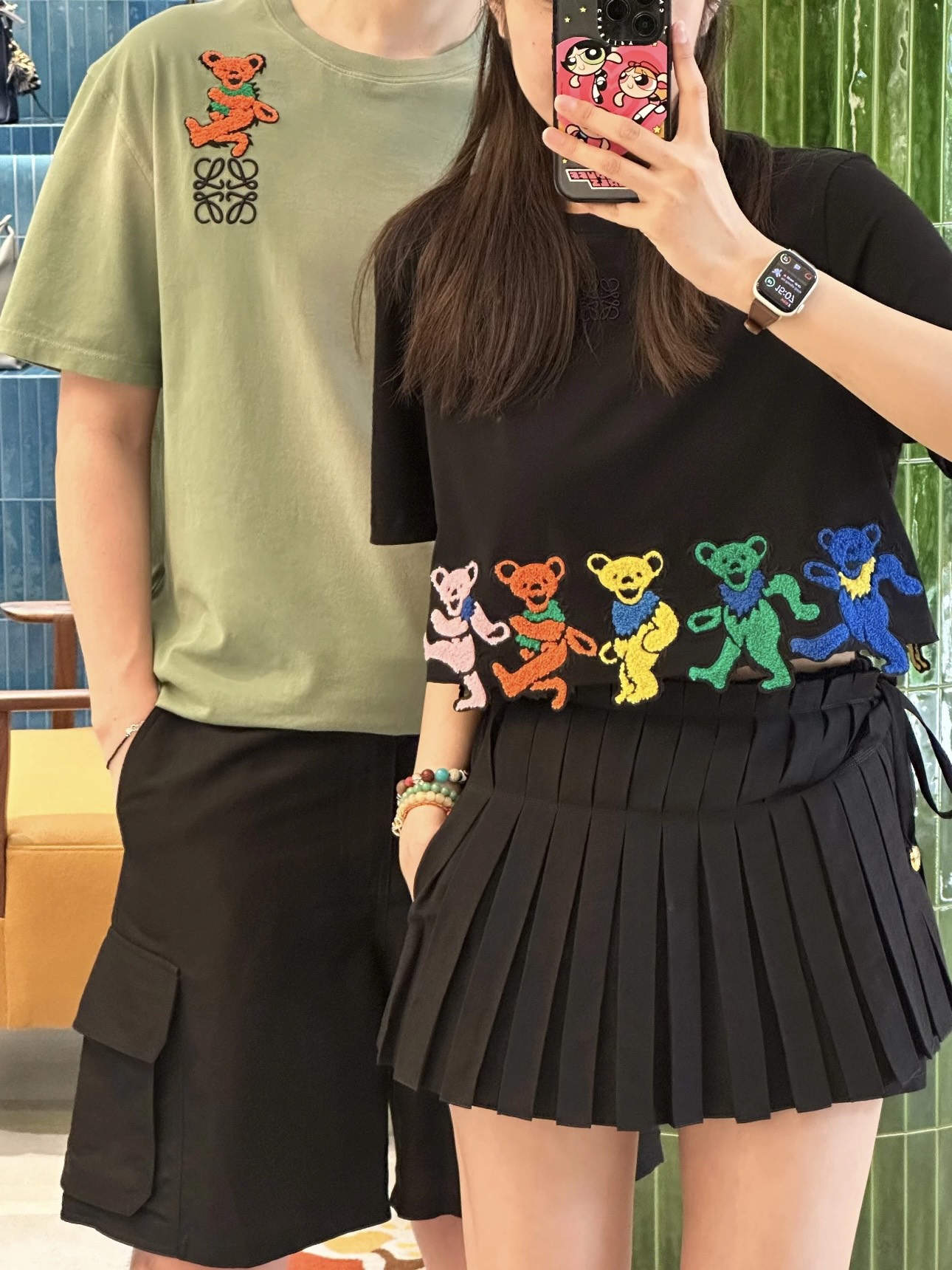 로에베 로에베 x 그레이트풀 데드 댄싱 베어 자수 반팔 티셔츠