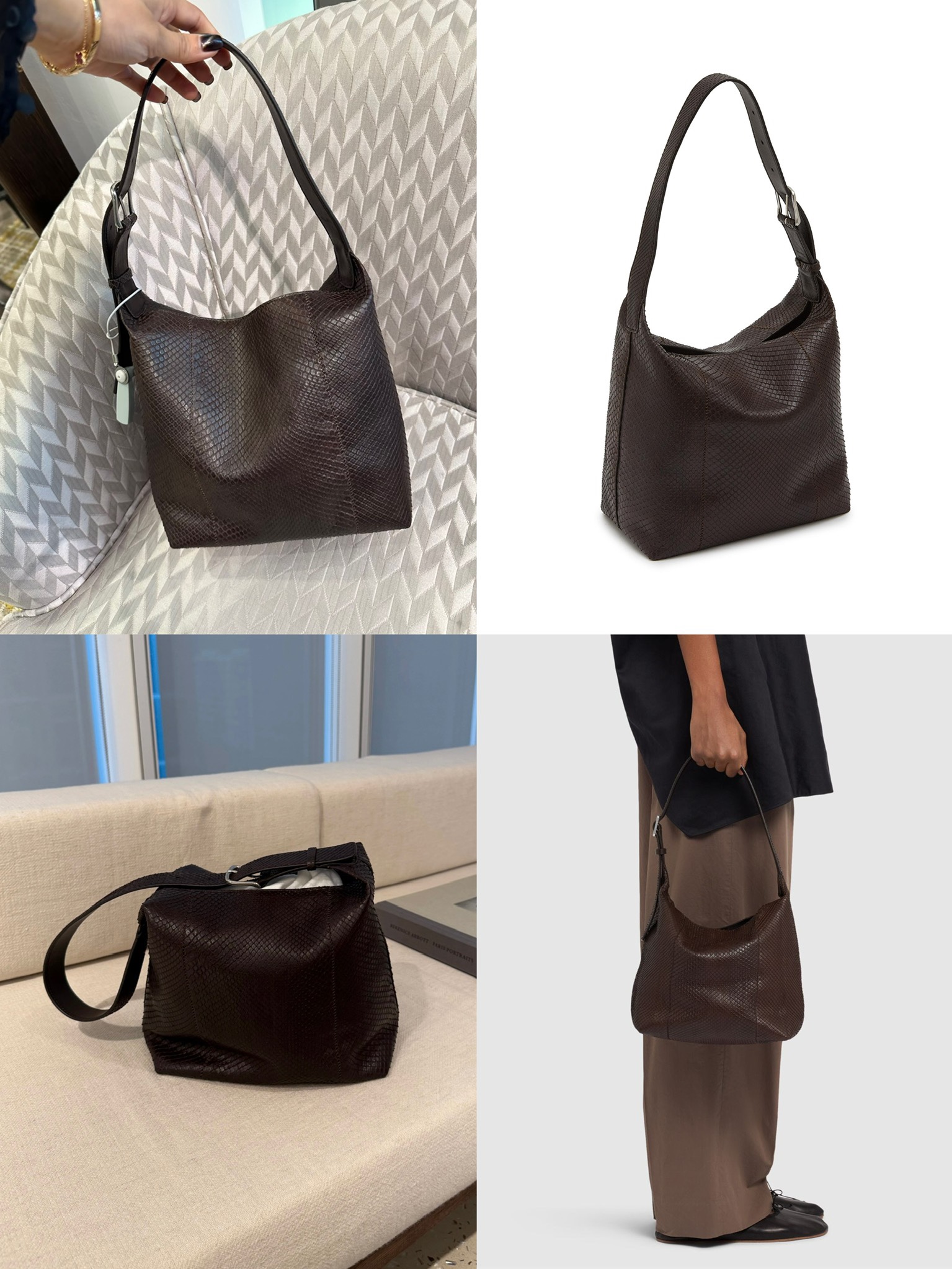 에스터 에크메 삭 서플(Sac Supple) 리자드 엠보싱 숄더백