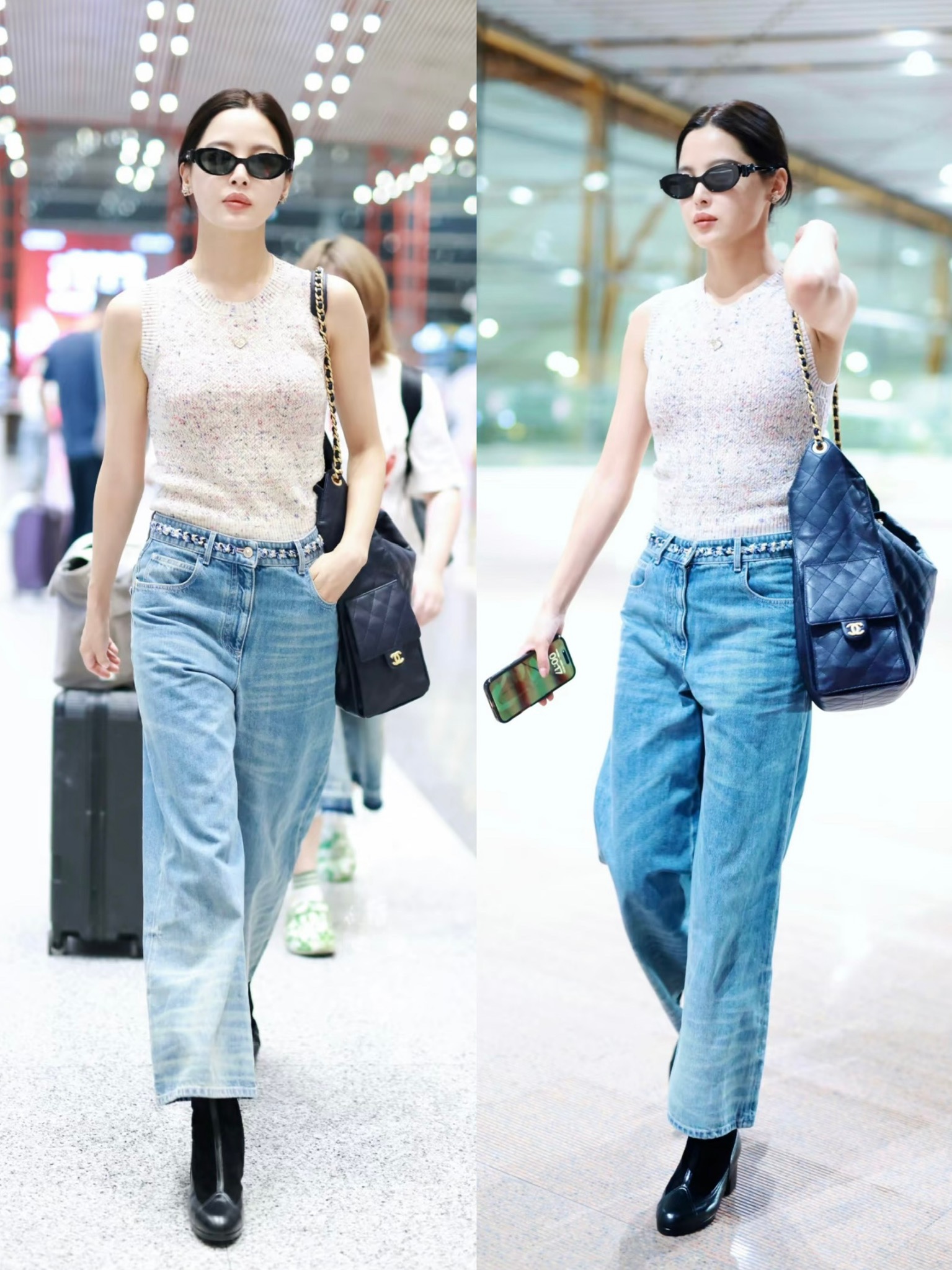 샤넬 다이아몬드 퀼팅 CC 플랩 체인 숄더백