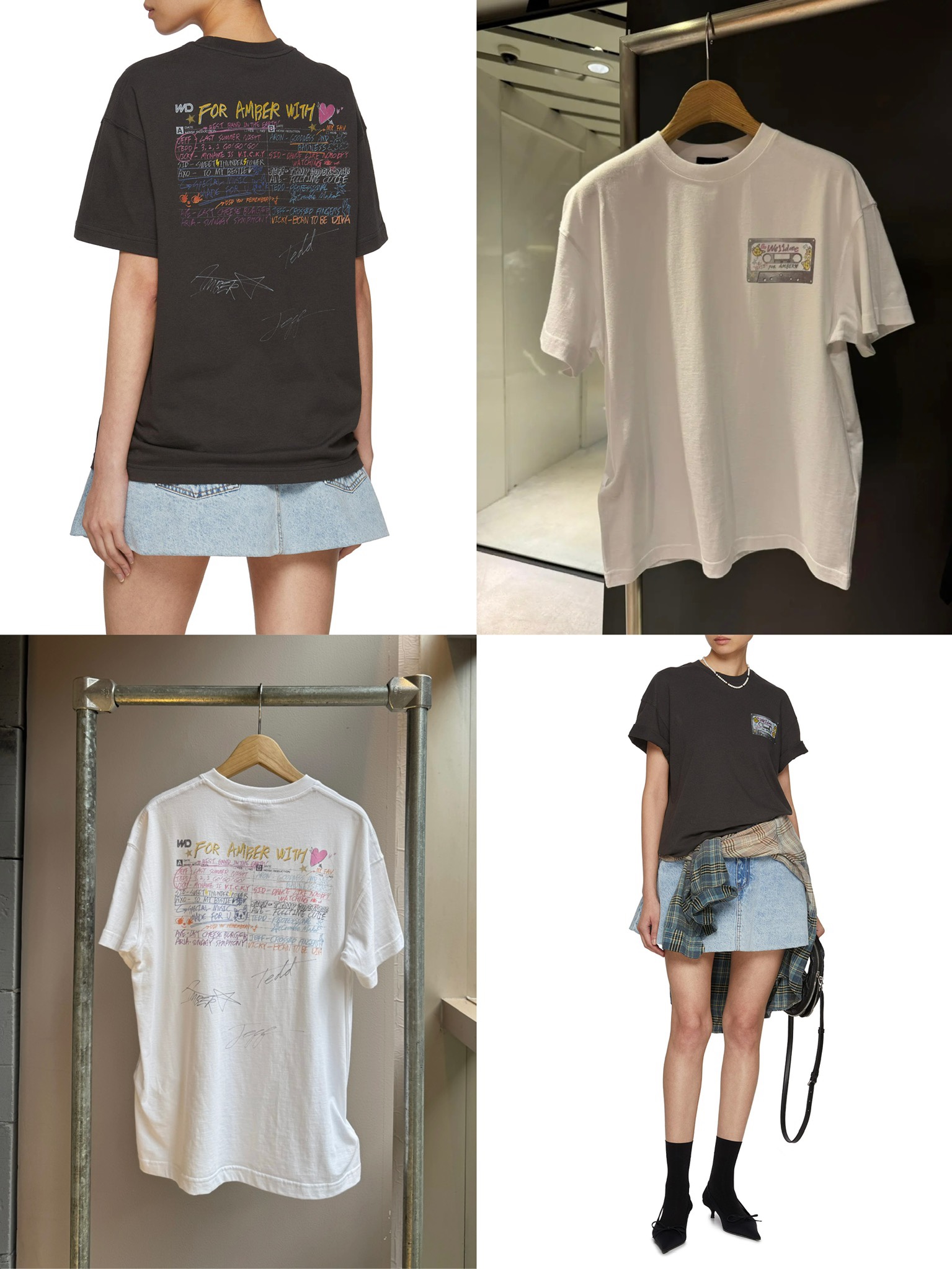 웰던 WD 포 앰버 위드 하트 그래피티 반팔 티셔츠