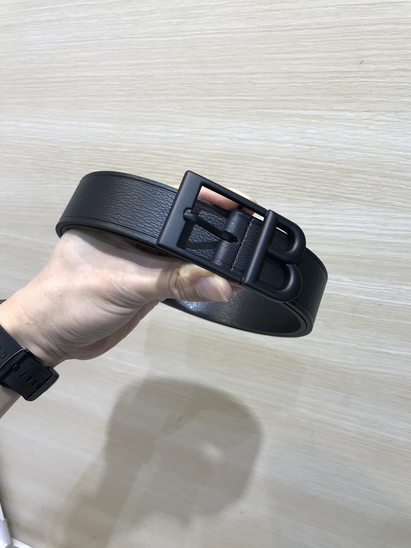 발렌시아가 BB 로고 버클 35mm 레더 벨트