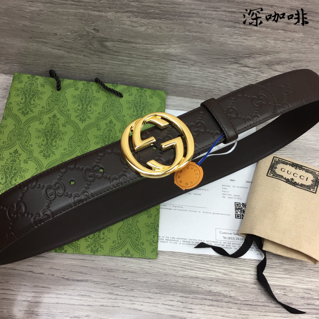 구찌 인터로킹 G GG 엠보스드 가죽 벨트
