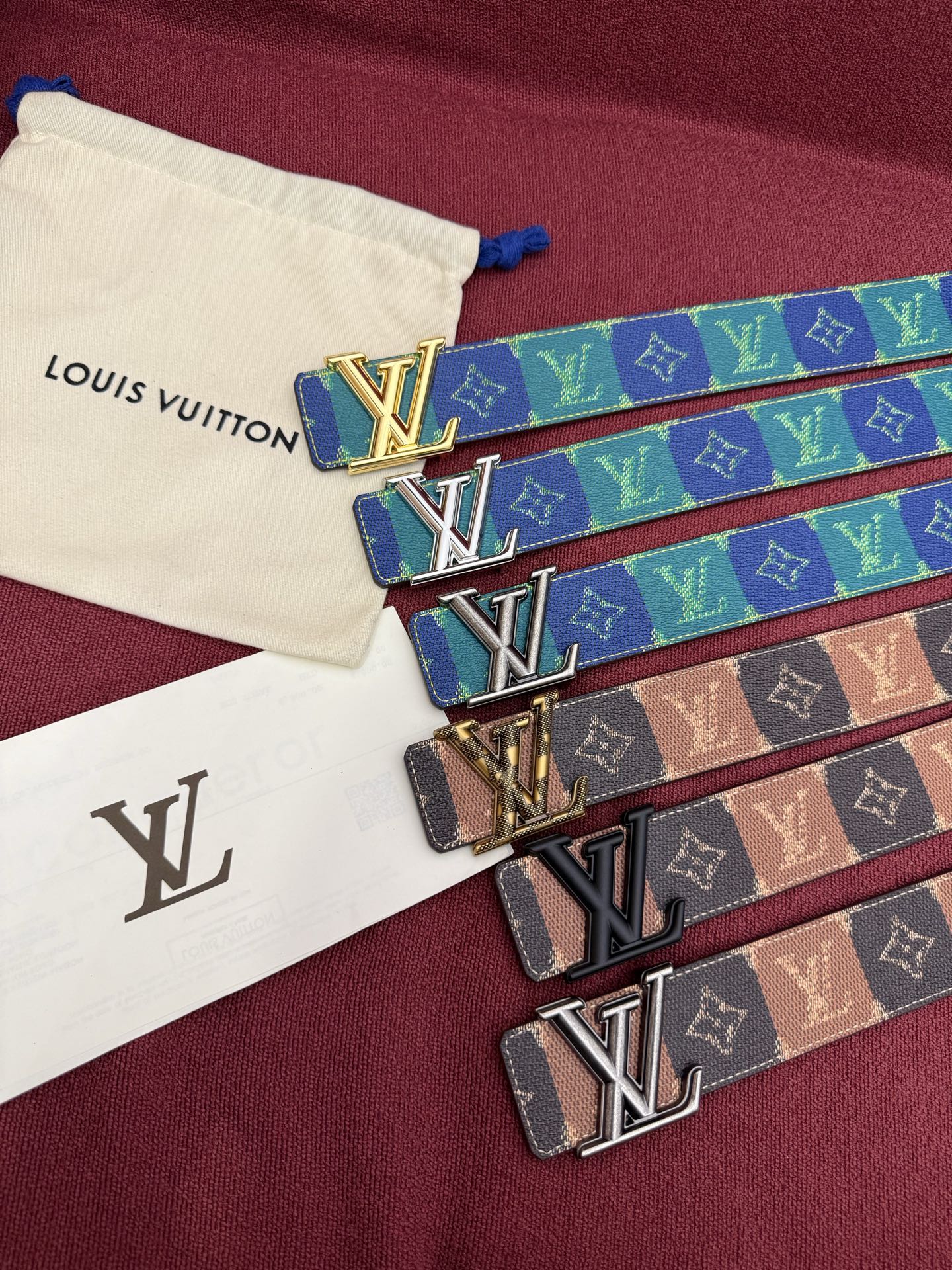 루이 비통 LV 이니셜 모노그램 다미에 캔버스 벨트