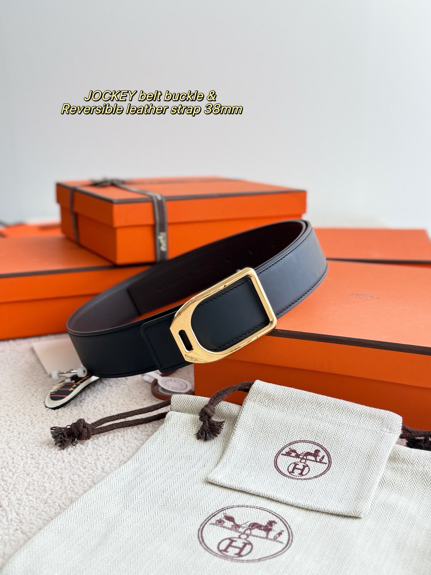 에르메스 JOCKEY 리버서블 가죽 벨트 38mm