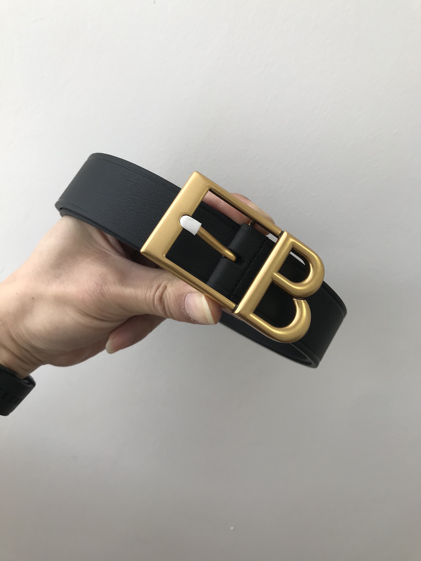 발렌시아가 BB 로고 버클 35mm 가죽 벨트