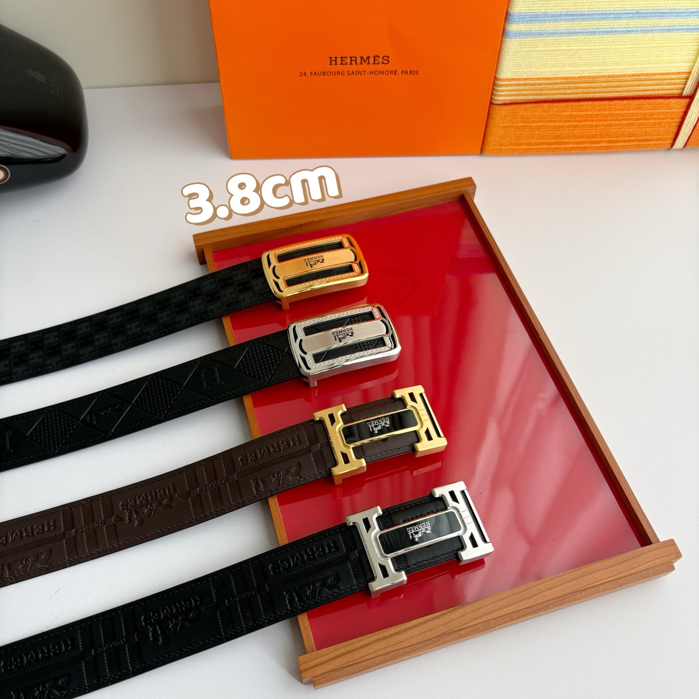 에르메스 H 버클 가죽 벨트 38mm
