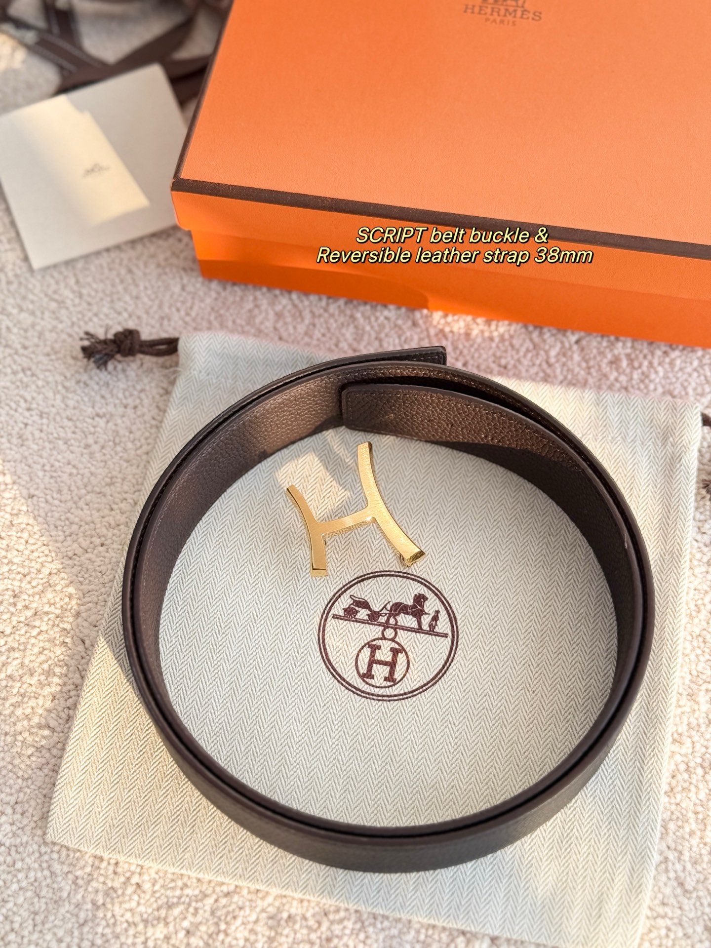 에르메스 조키(Jockey) 버클 리버서블 가죽 벨트 38mm