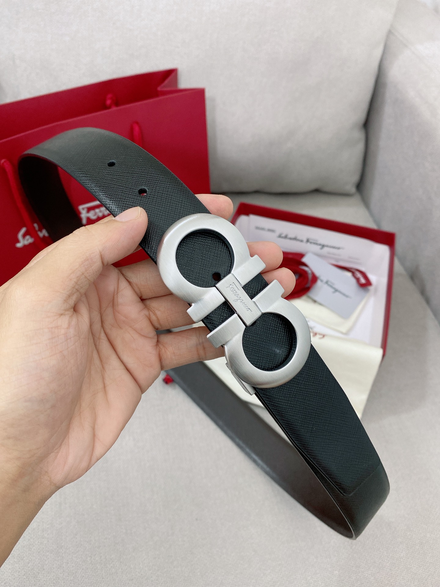 살바토레 페라가모 더블 간치니 리버서블 벨트