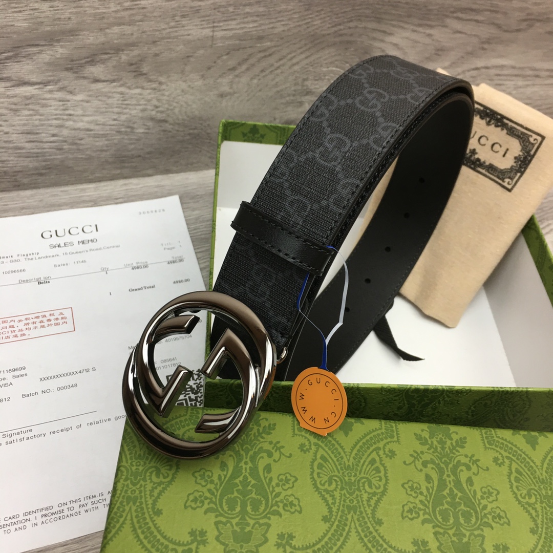 구찌 GG 수프림 인터로킹 G 버클 벨트 40mm