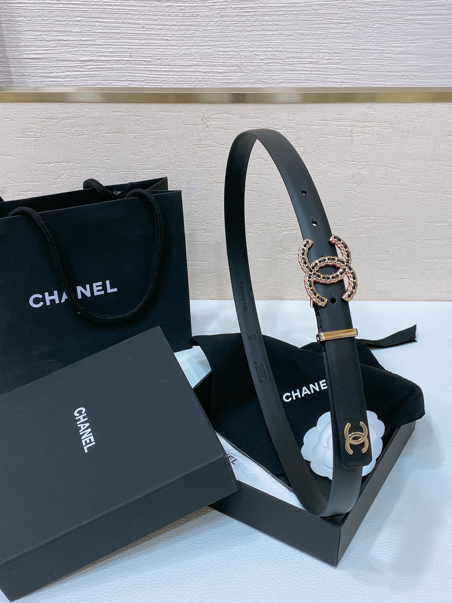 샤넬 24C 체인 CC 로고 버클 레더 벨트