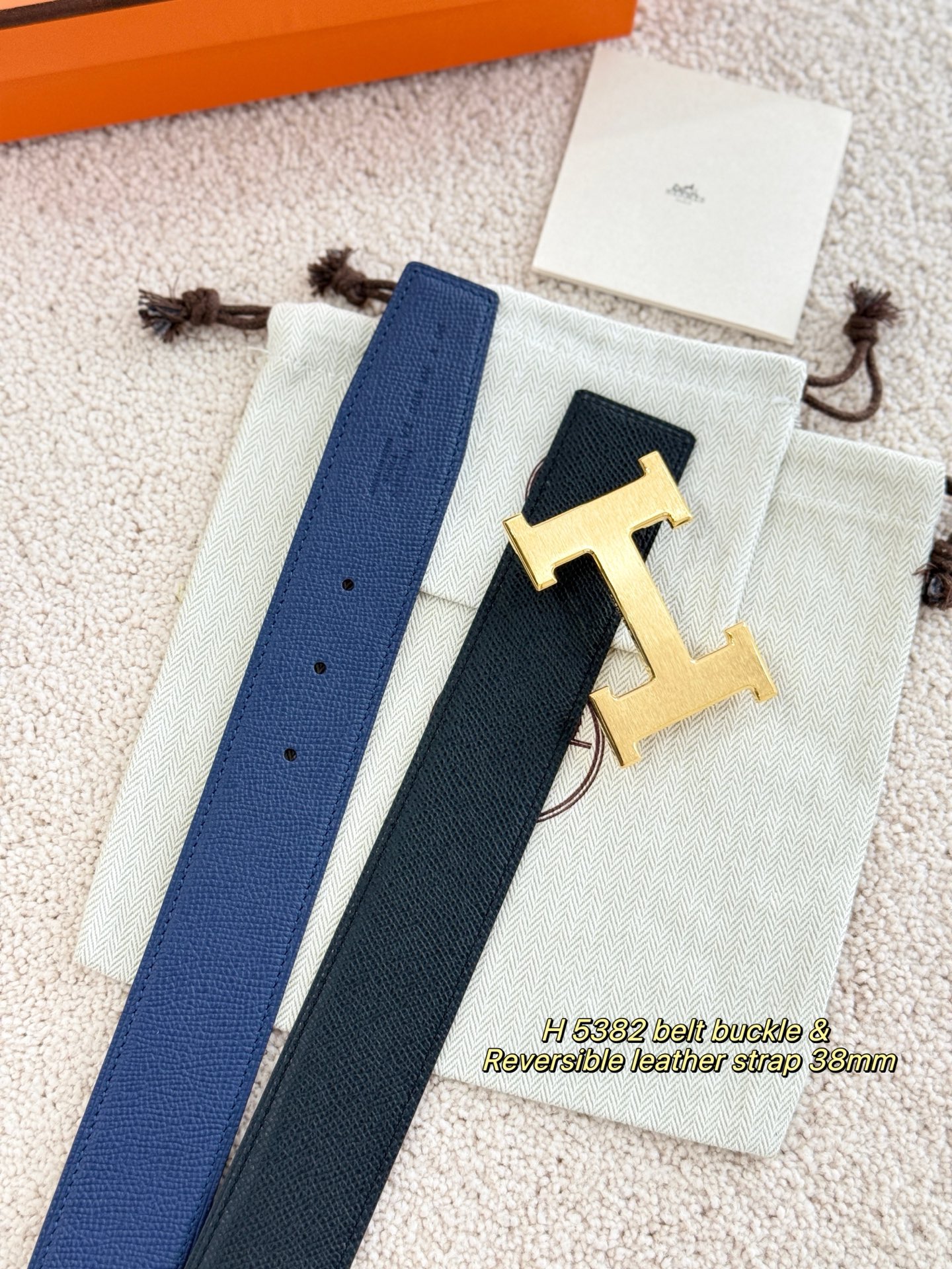 에르메스 H 5382 버클 리버서블 가죽 벨트 38mm