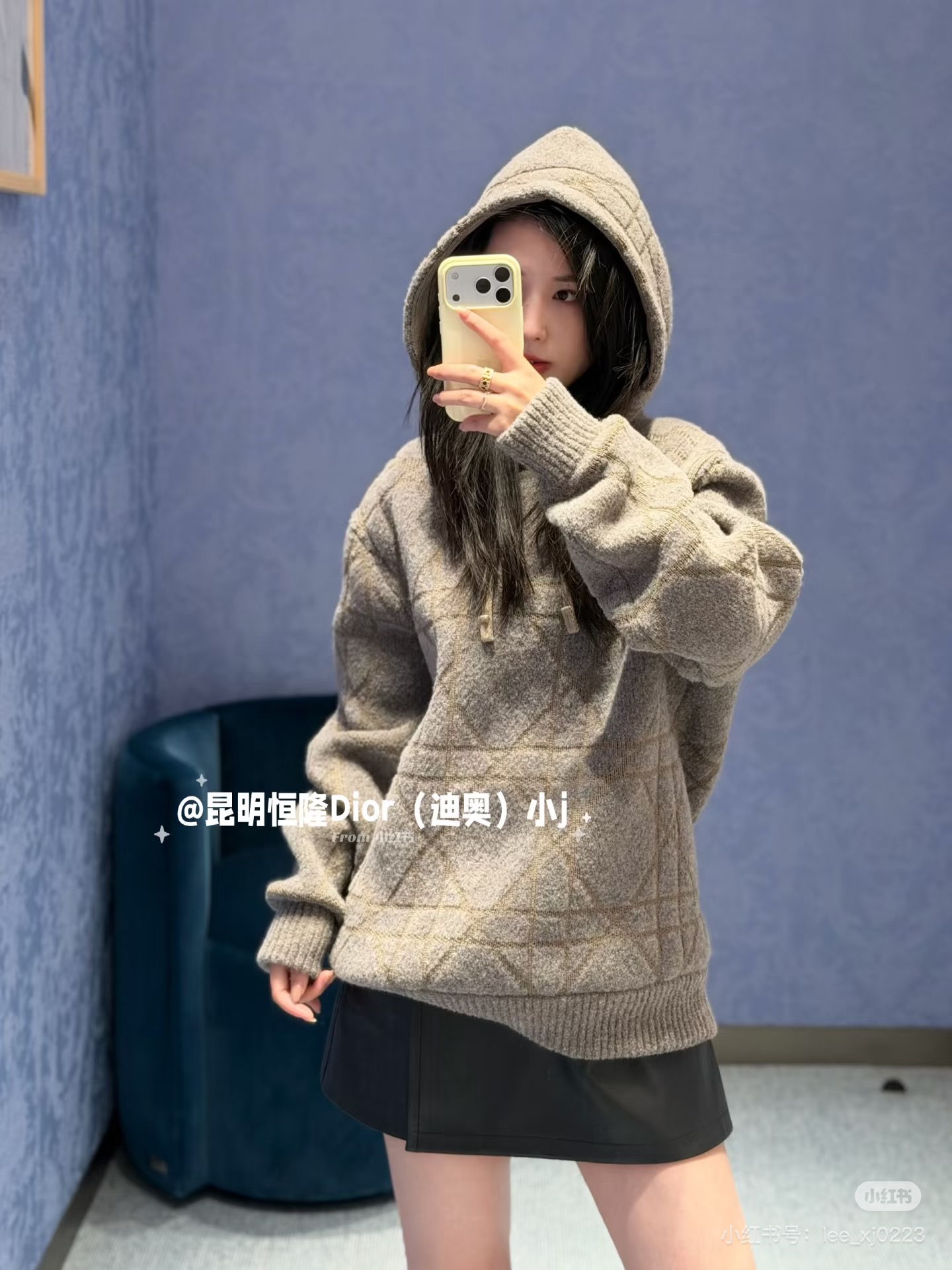 디올 캐나쥬 모티프 니트 후드 풀오버