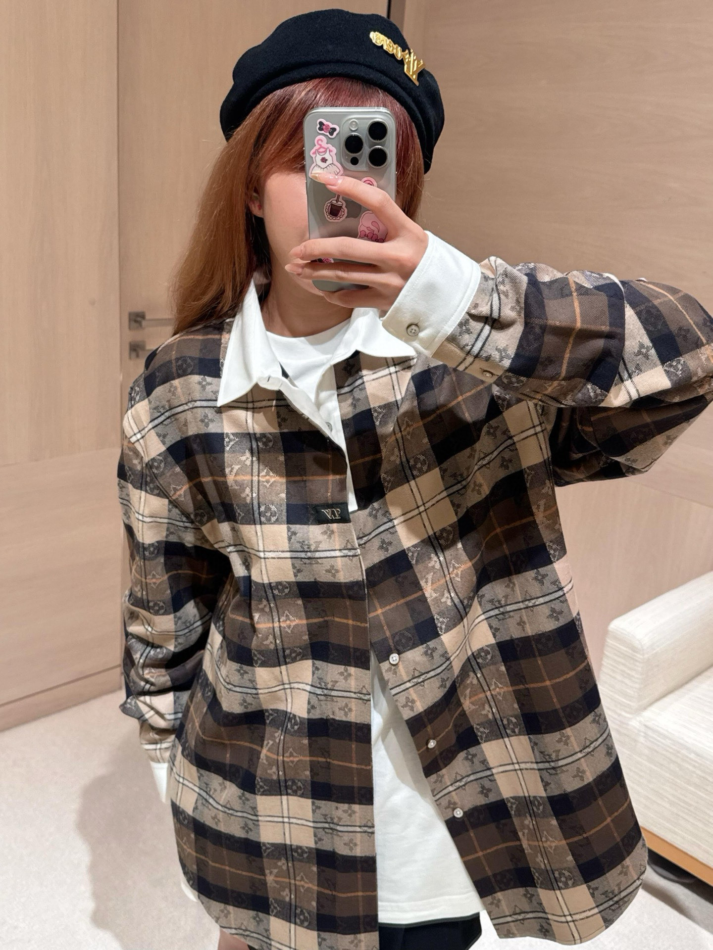 루이비통 모노그램 체크 코튼 오버셔츠