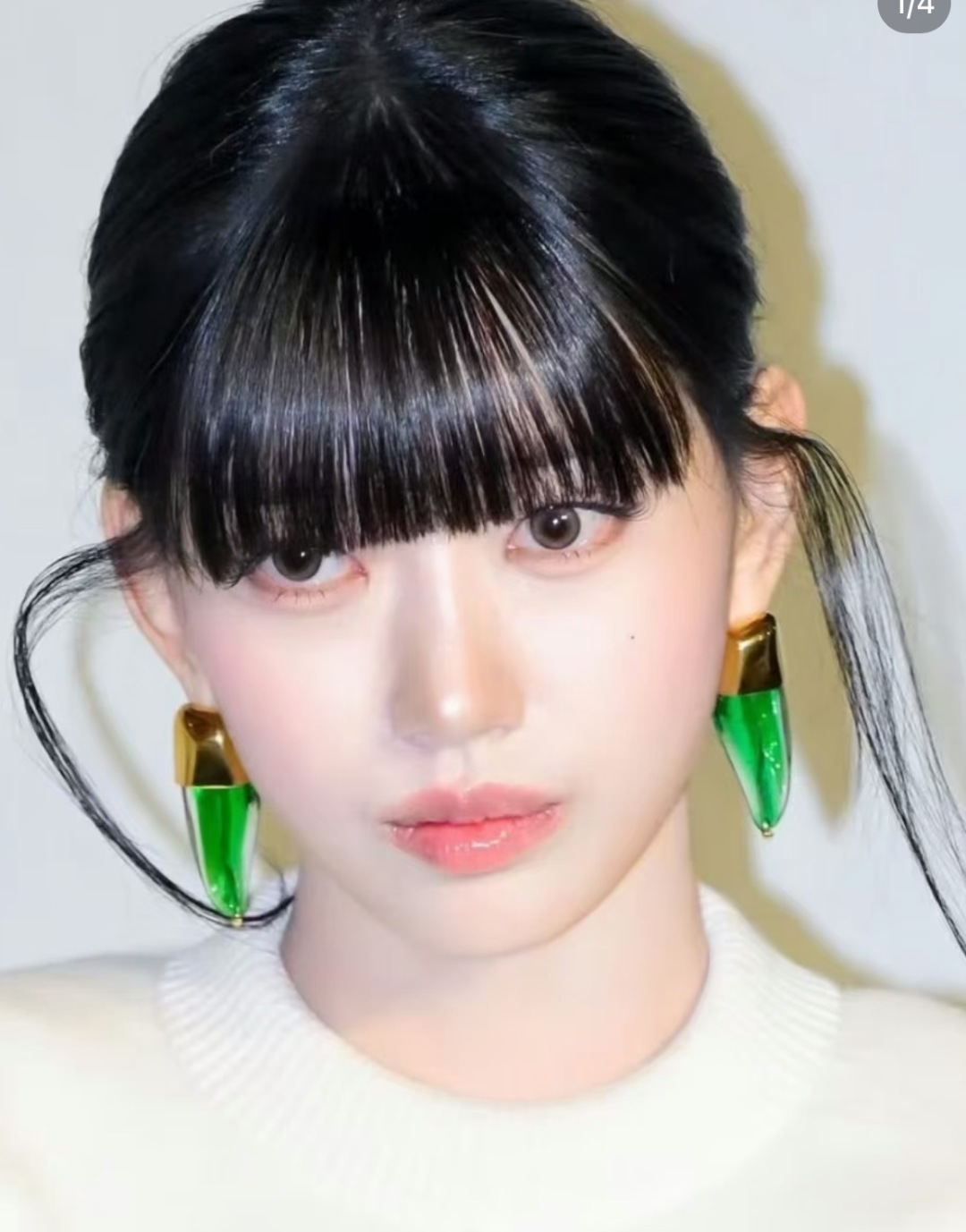 스키아파렐리 그린 크리스털 드롭 클립 이어링