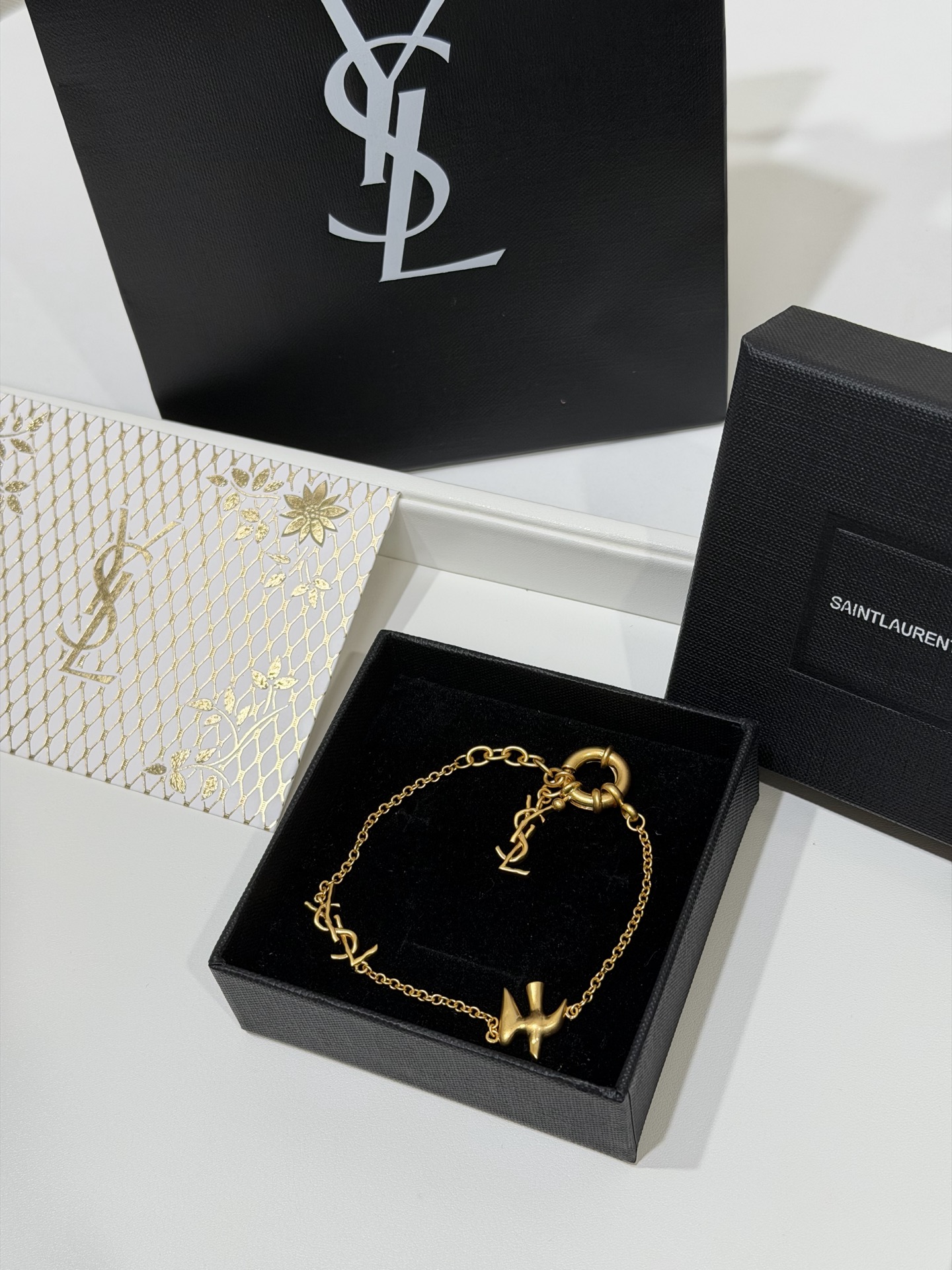 생 로랑 카산드르 YSL 로고 참 체인 브레이슬릿