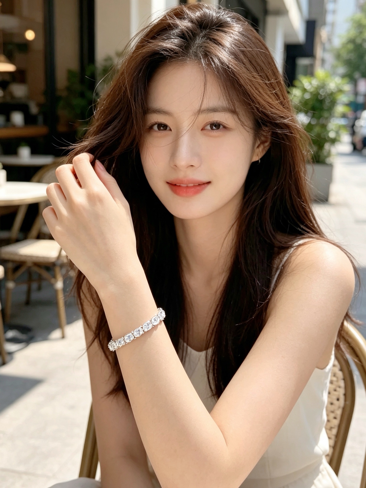 노브랜드 오벌 컷 풀 스톤 테니스 팔찌