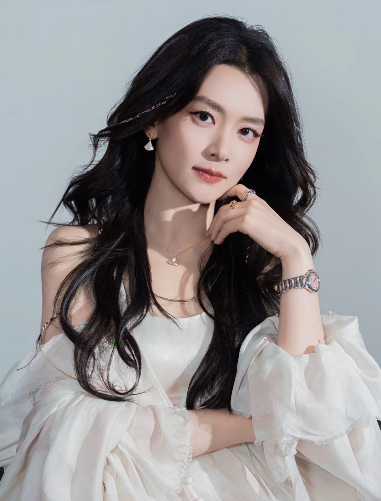 불가리 디바스 드림 핑크 자개 팬 펜던트 네크리스