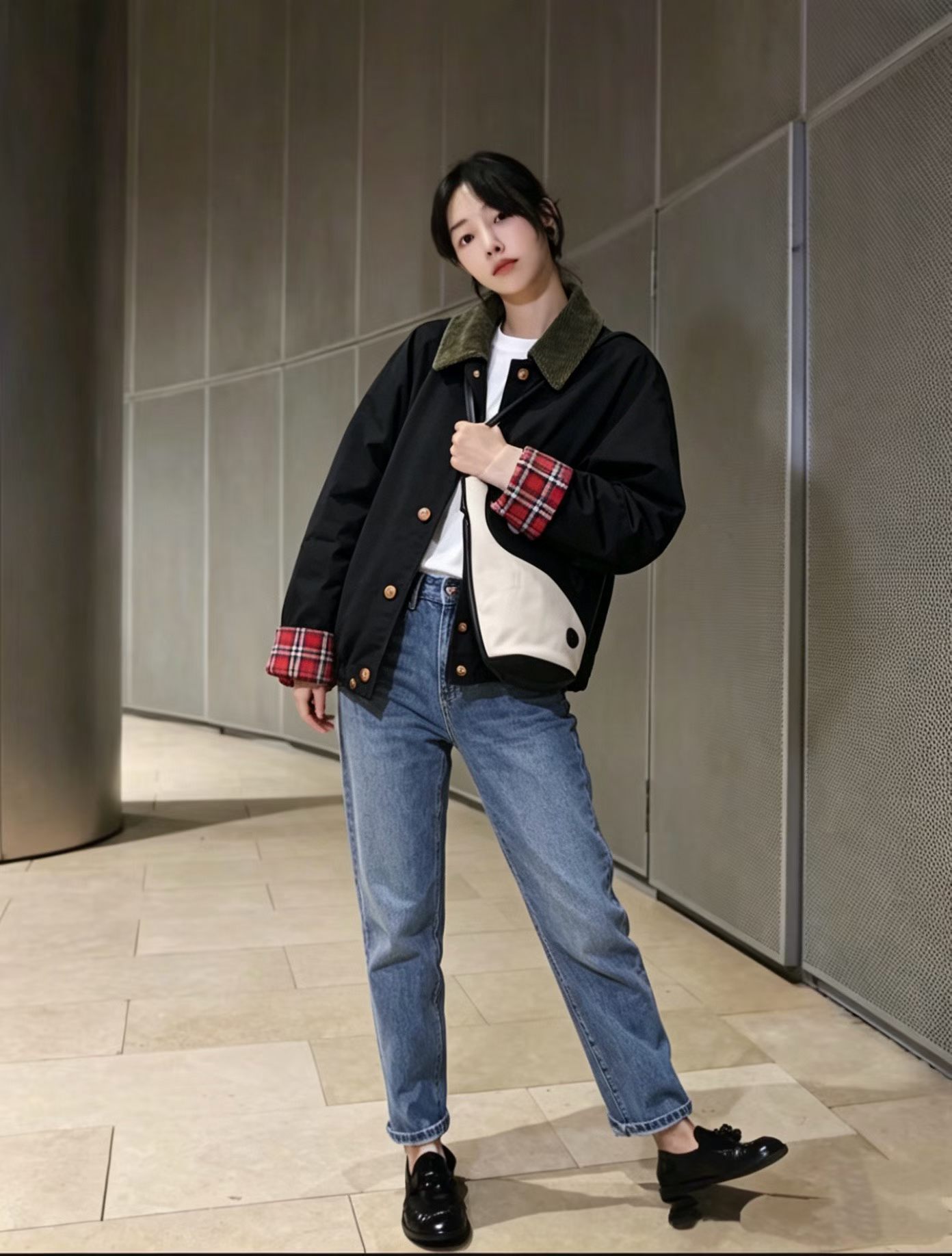 바버 비데일 스타일 탈부착 후드 코듀로이 칼라 재킷