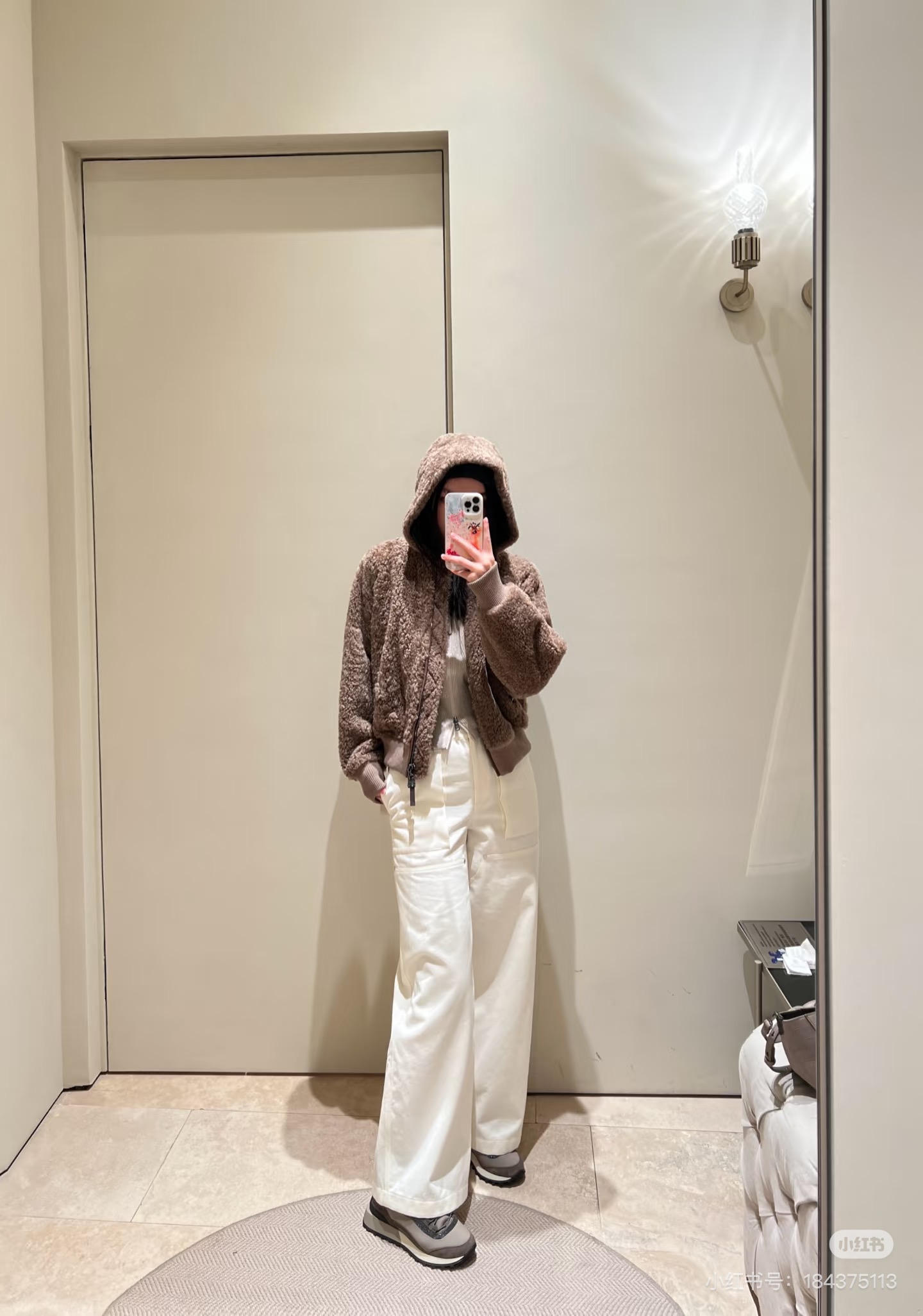 무브랜드 화이트 하이웨이스트 와이드 스트레이트 카고 팬츠