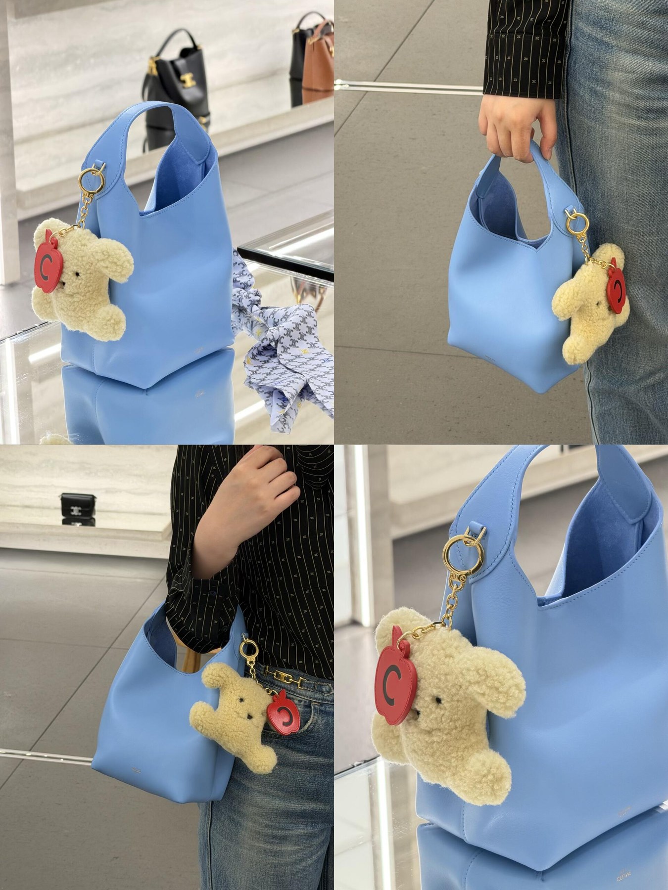 셀린느 로고 레더 원핸들 호보백