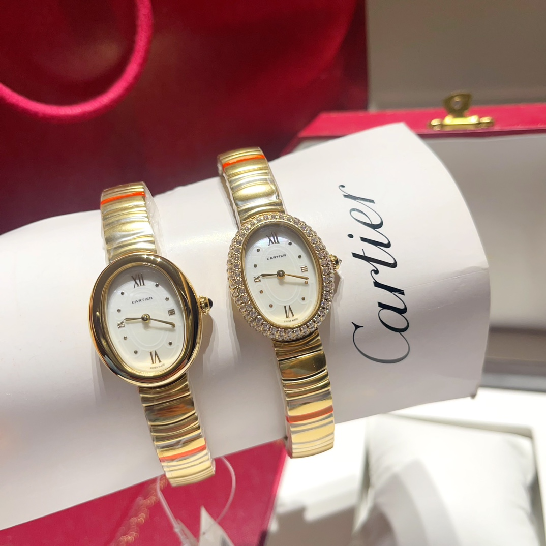 까르띠에 베누아 드 까르띠에(Baignoire de Cartier) 25 x 32mm 다이아몬드 베젤