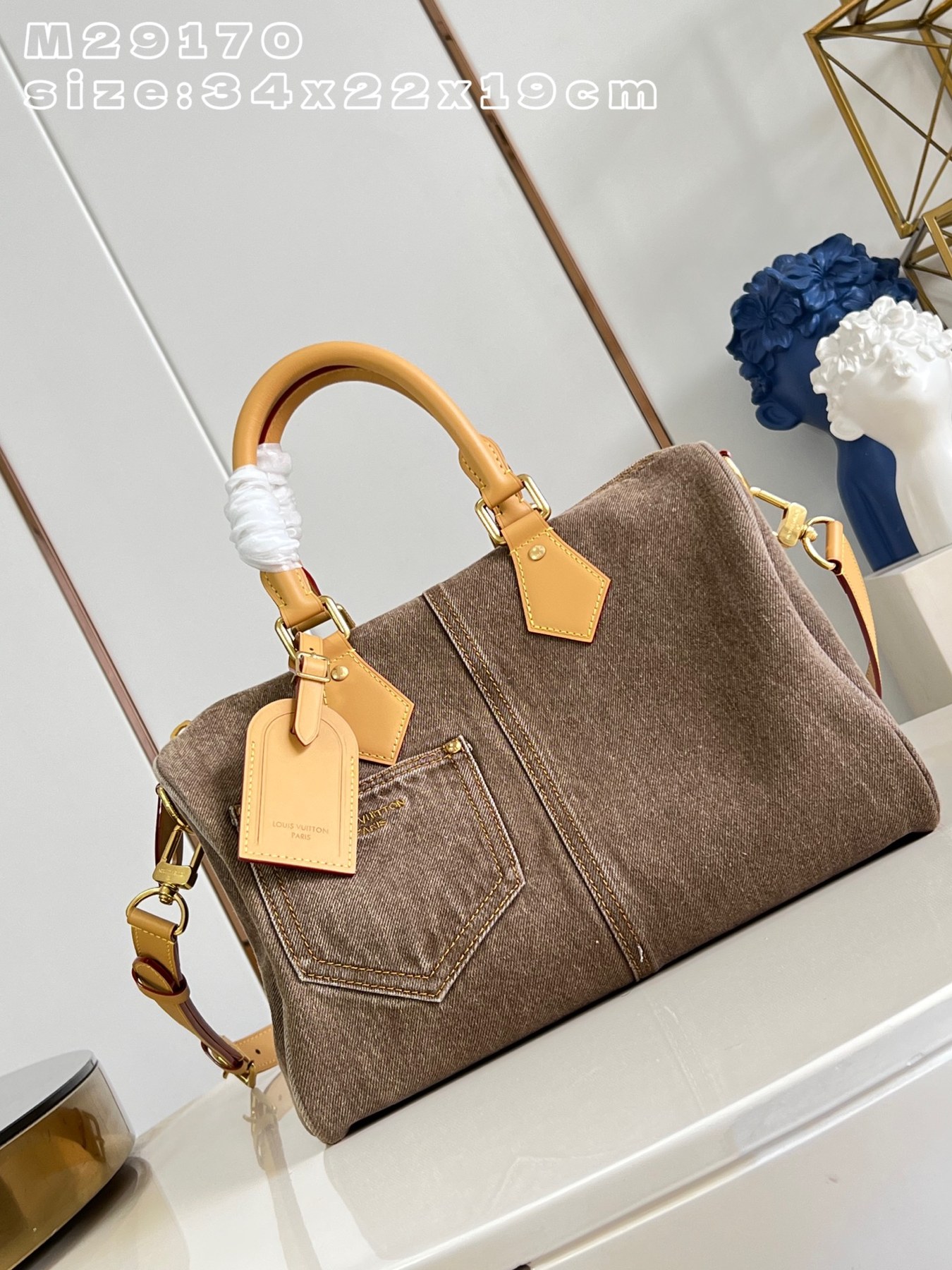 루이 비통 스피디 반둘리에르 30 데님 핸드백 (M29170)