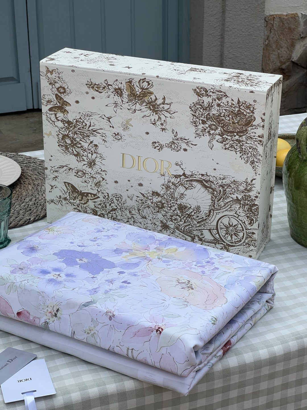 디올 플로럴 프린트 CD 로고 실크 셔츠