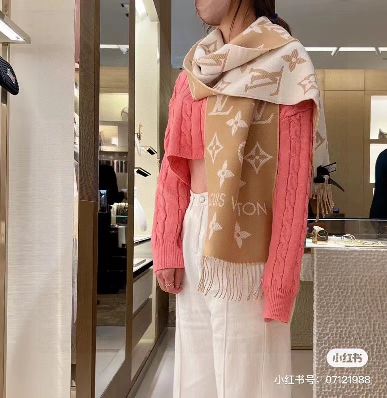 루이 비통 심플리 LV 양면 롱 프린지 스카프