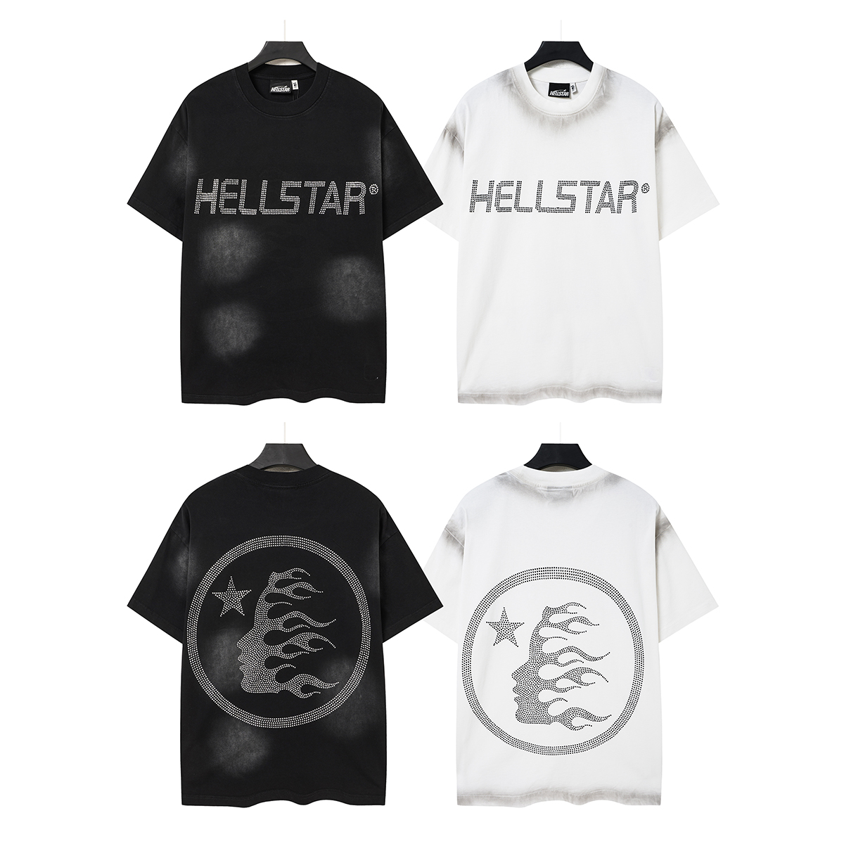헬스타 헬스타 크리스털 로고 워시드 반팔 티셔츠