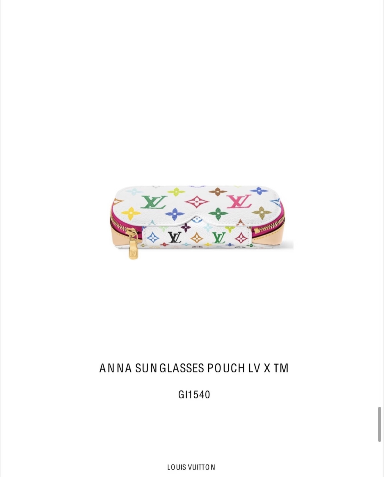 루이 비통 LV x TM 안나 선글라스 파우치 GI1540