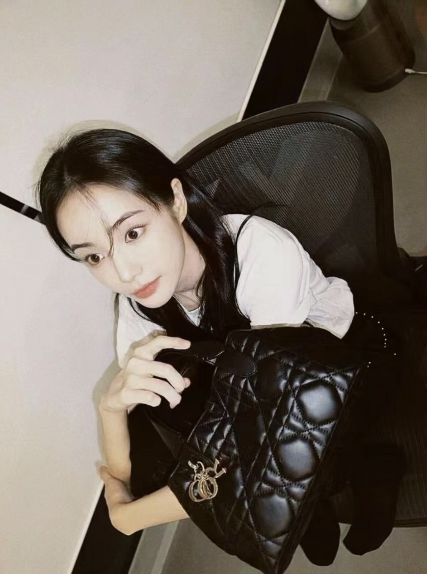 디올 레이디 디올 까나쥬 퀼팅 라지 탑핸들백