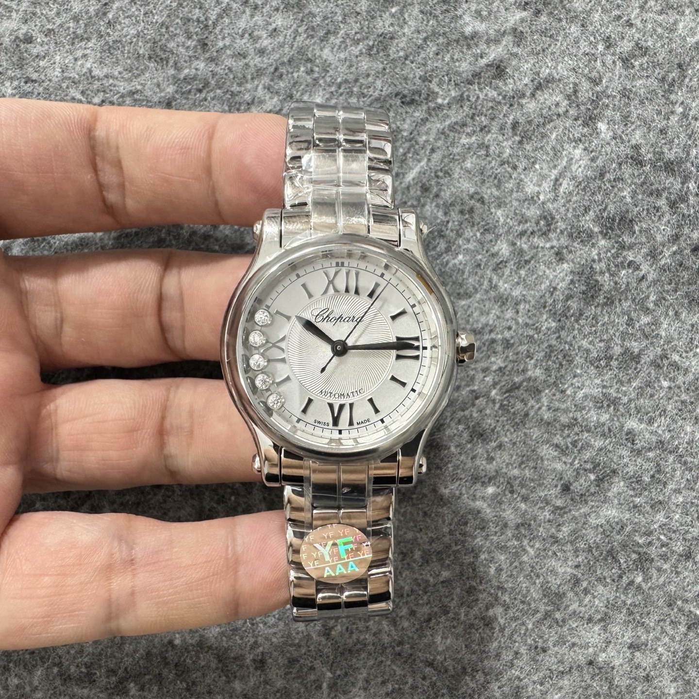 쇼파드 해피 다이아몬드 오토매틱 30mm 5 무빙 다이아몬드 스틸 브레이슬릿 워치