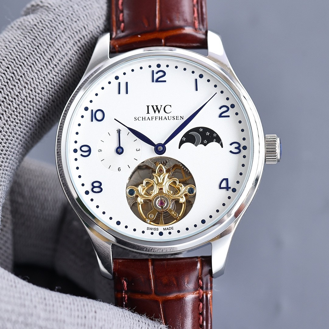 IWC 포르투기저 스타일 오픈하트 투르비용 문페이즈 오토매틱 워치