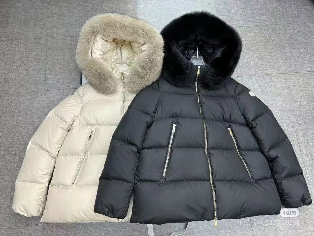몽클레르 퍼 트리밍 후드 숏 다운 패딩 재킷