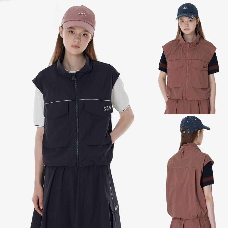 아페쎄(A.P.C.) 로고 패치 4포켓 하이넥 집업 스포츠 베스트