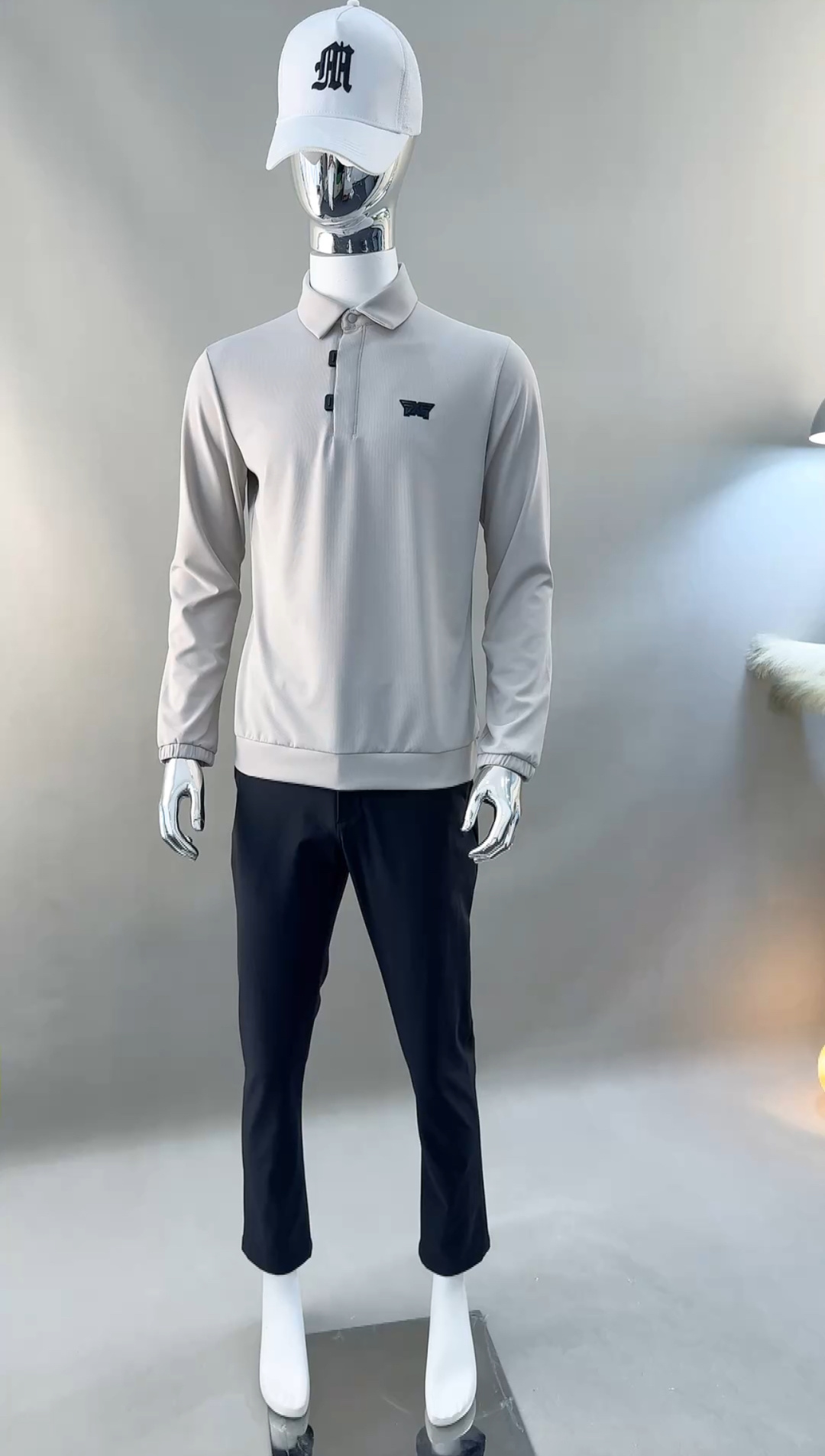 PXG 남성 롱슬리브 하프 플래킷 골프 폴로 셔츠