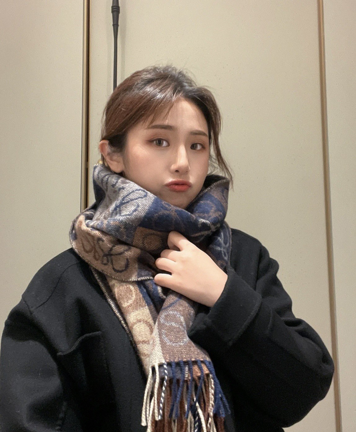 로에베 아나그램 자카드 프린지 스카프