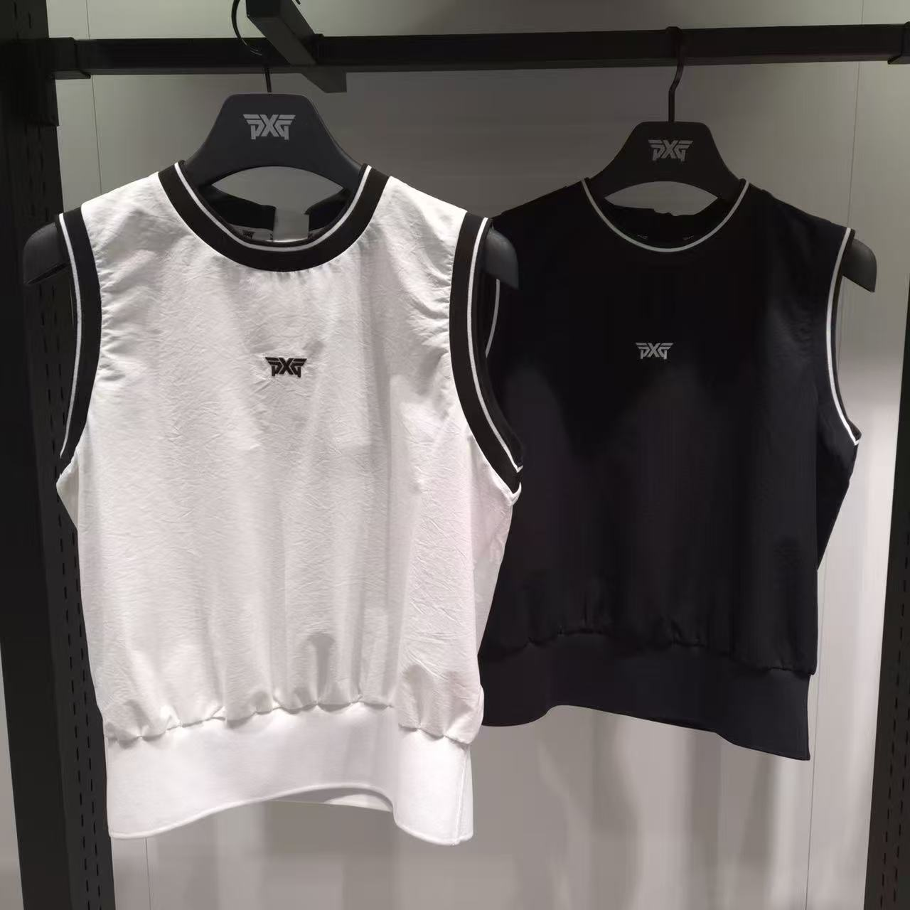 PXG PXG 골프 로고 크루넥 슬리브리스 냉감 탑