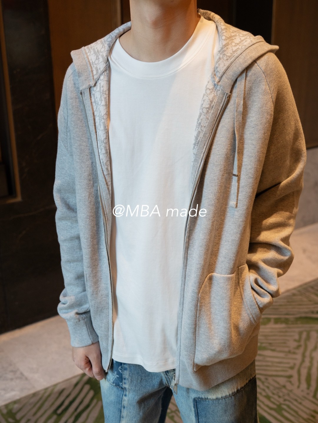 디올 디올 오블리크 패널 풀집업 후드 재킷