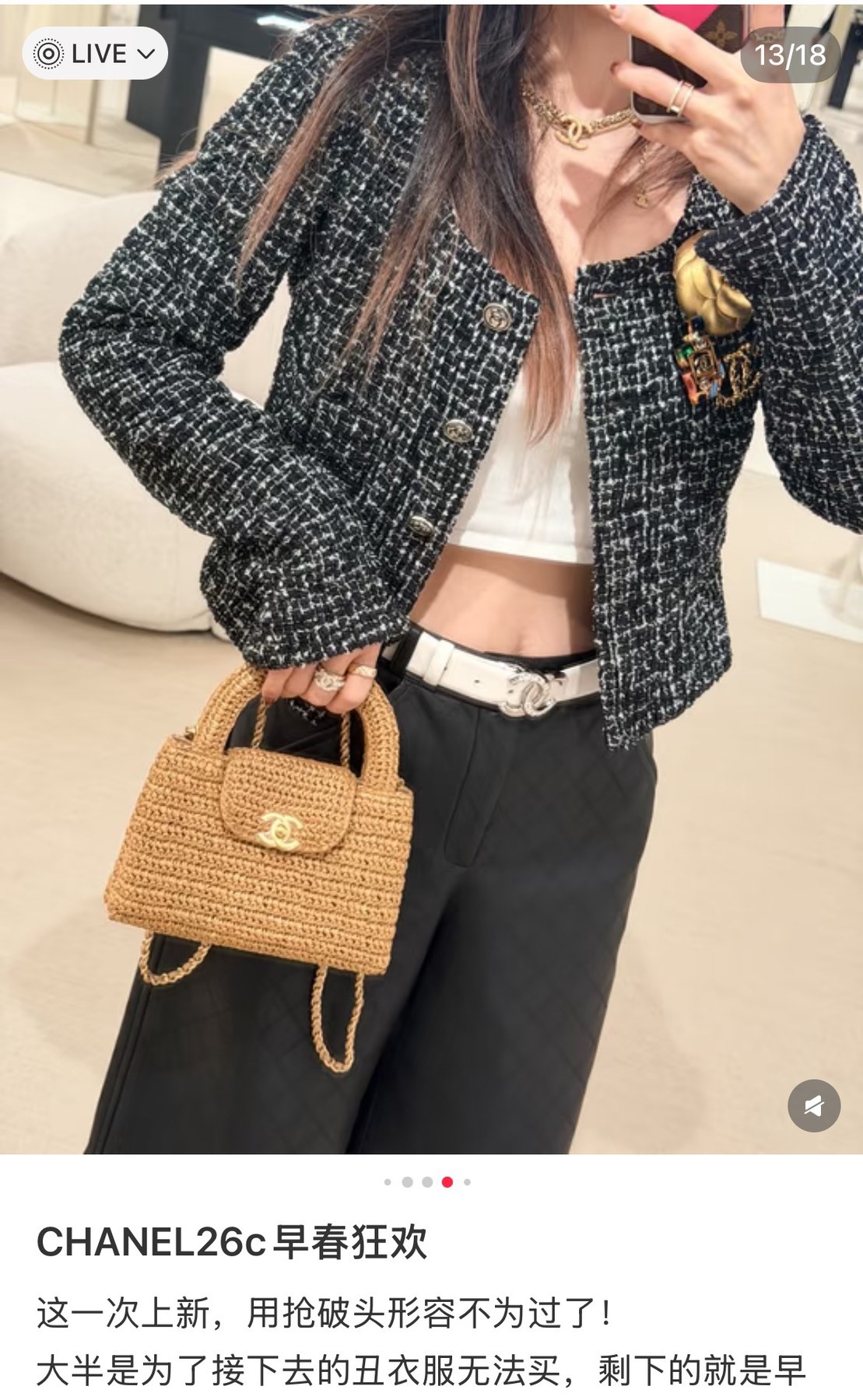 샤넬 26C 라피아 미니 탑핸들 플랩백