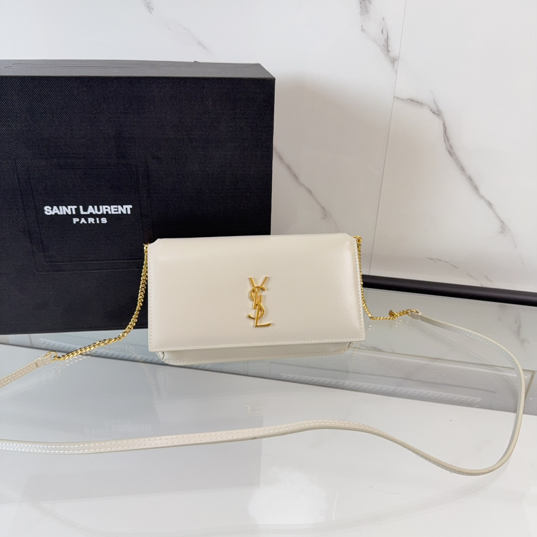 생 로랑 YSL 모노그램 스트랩 폰 홀더(체인 엔벨로프 미니 숄더백)