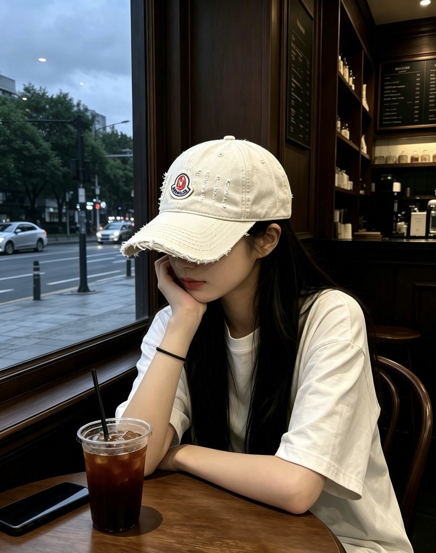 몽클레르 로고 패치 디스트레스드 코튼 베이스볼 캡