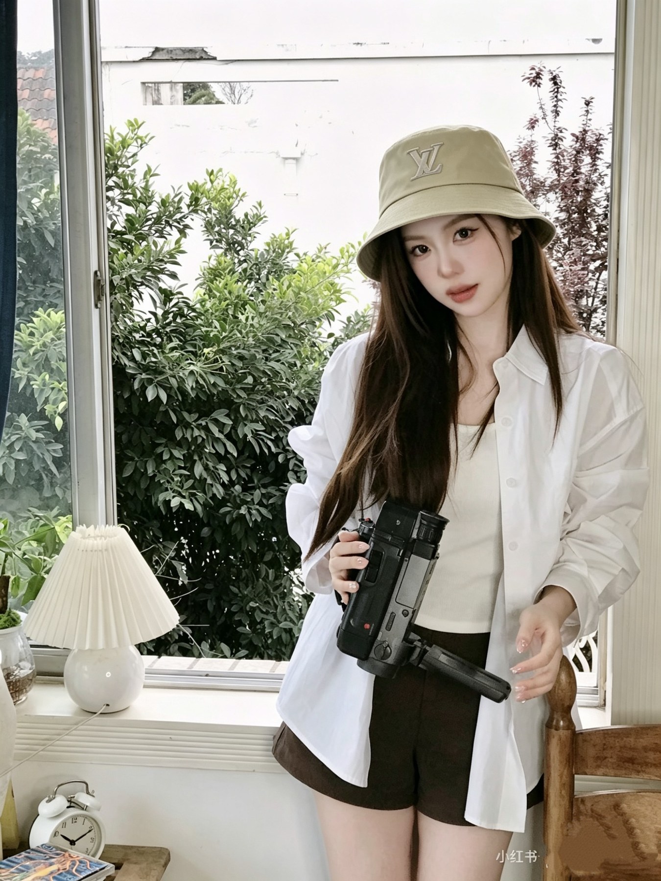 루이비통 LV 자수 로고 버킷 햇
