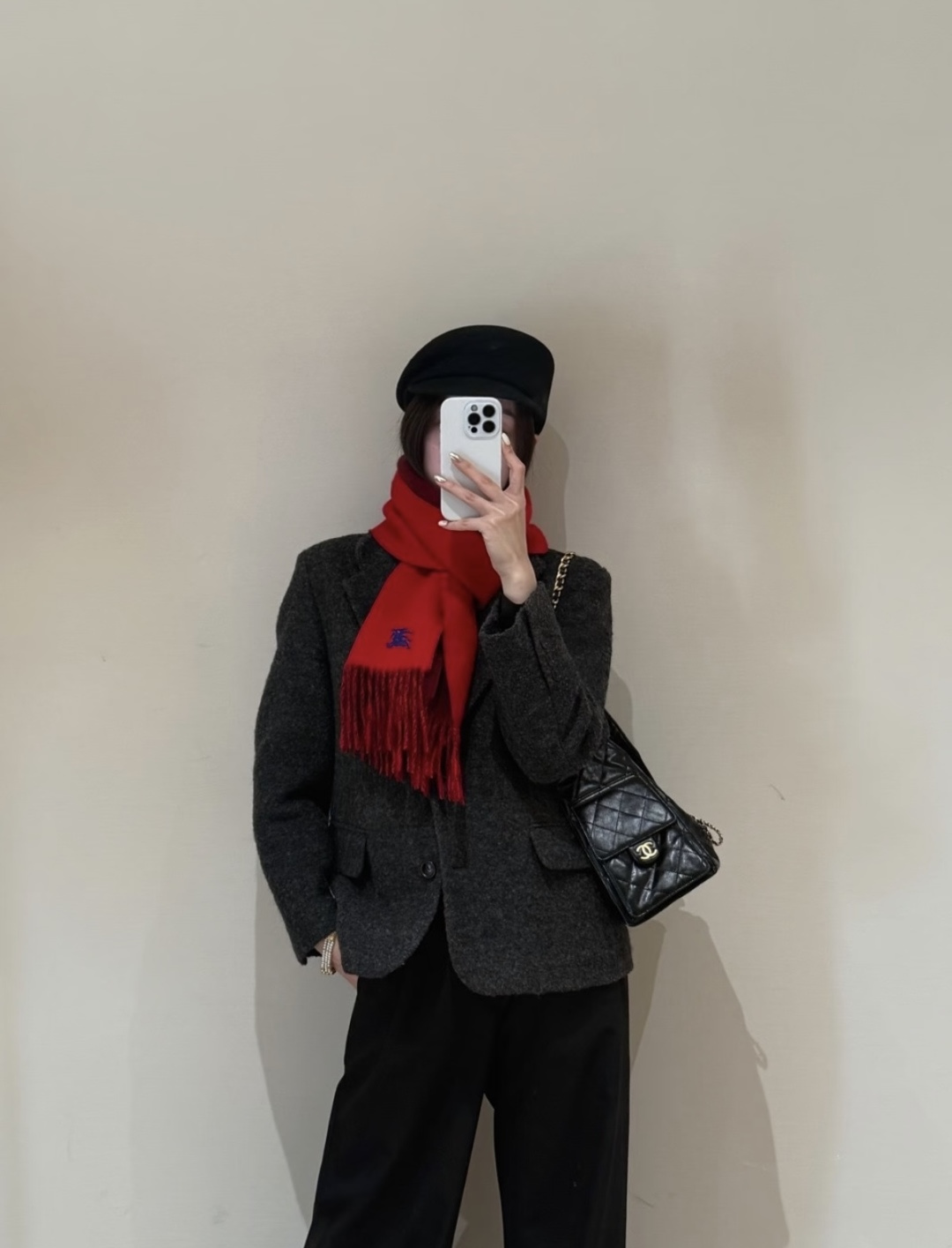 버버리 EKD(기사) 자수 프린지 머플러