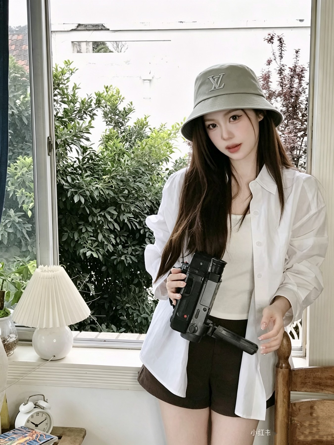 루이 비통 LV 자수 로고 버킷햇
