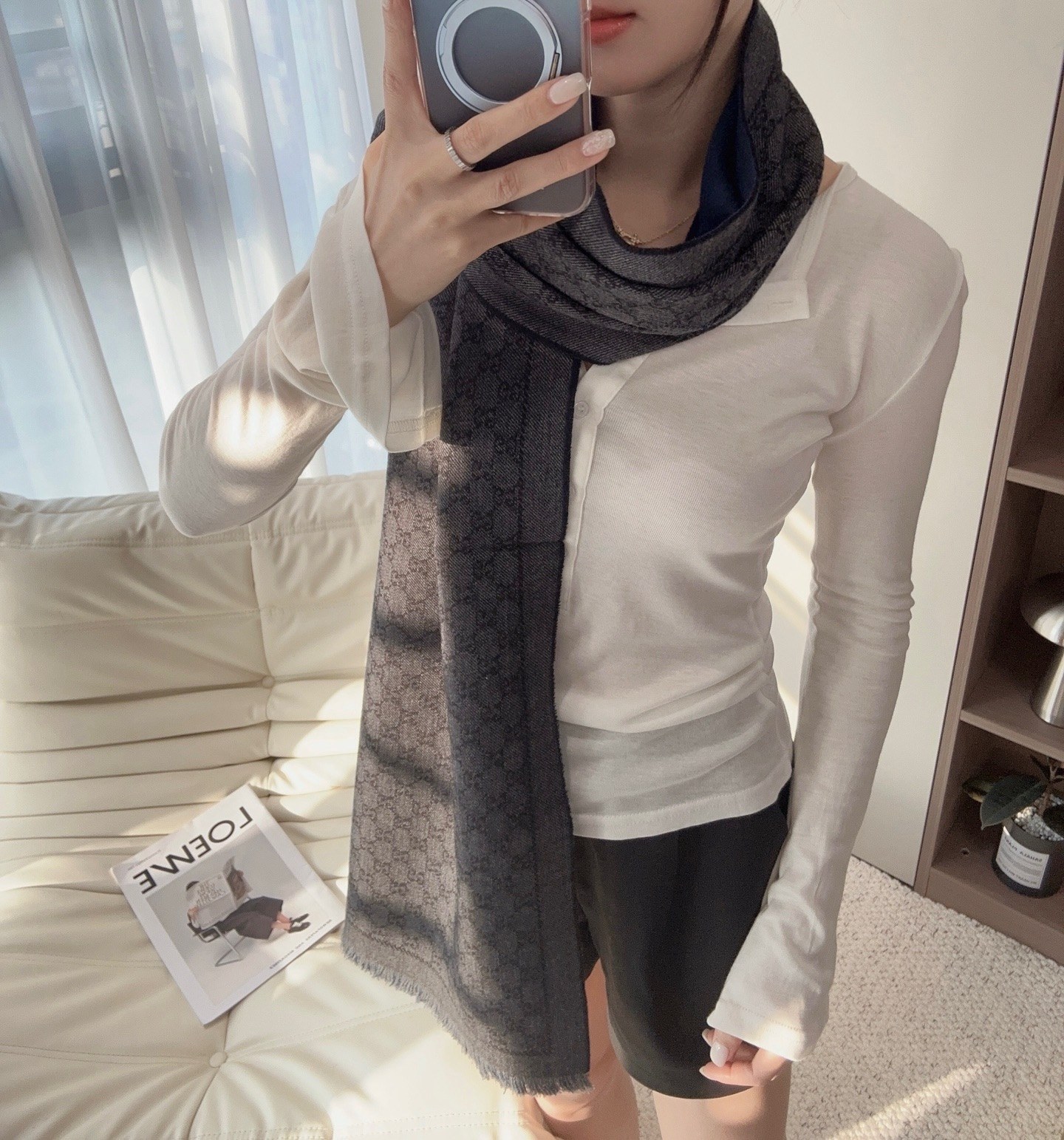 구찌 GG 자카드 울 스카프